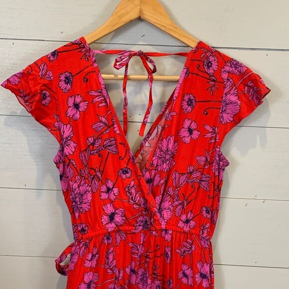 Band of the Free red Floral Red Wrap Dress size small long midi/maxi - Picture 8 of 12